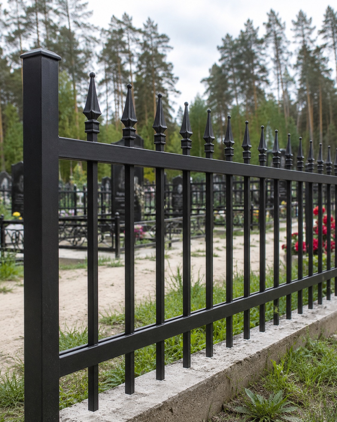 зварна огорожа на кладовище з піками